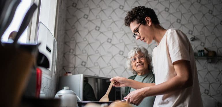 Students supporting seniors